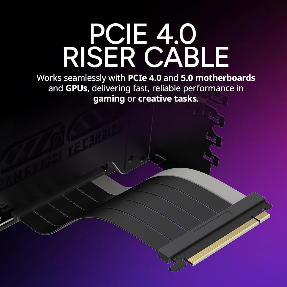 쿨러 마스터 액세서리 수직 GPU 카드 홀더 키트 V3 블랙, 프리미엄 라이저 케이블 PCI-E 4.0 x 16-165mm, PCIe 3.0 호환, E-ATX용 길이 조절 가능|A - 상세 이미지 2