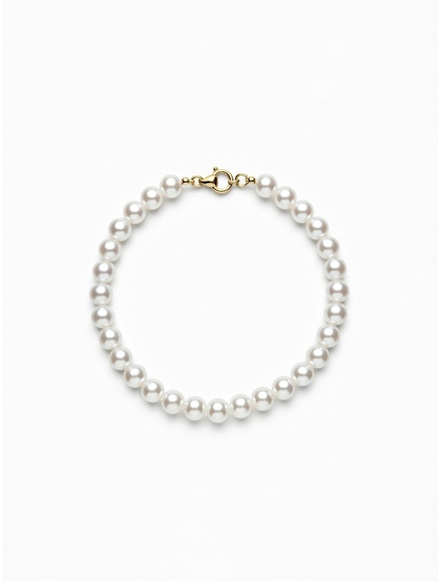 14K 골드 장식 3.5mm~5.5mm 담수진주 팔찌AAA+ - 상품 이미지
