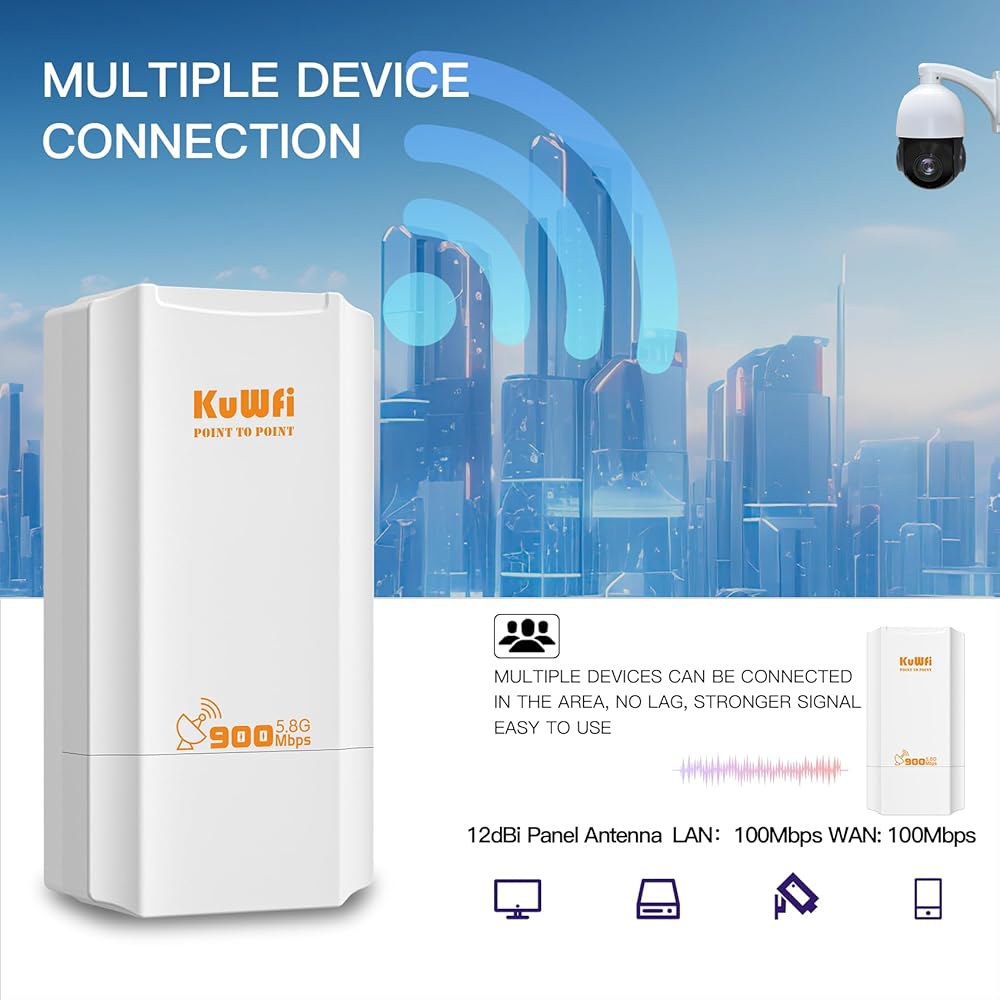 KuWFi 실외 사용을 위한 5.8G 신호의 있습니다 Wi-Fi Starlink 이더넷 100Mbps 라우터 브릿지로 구성된 CCTV 수 포인트 2KM 위해 범위를 확장할 커버리지 - 상세 이미지 2