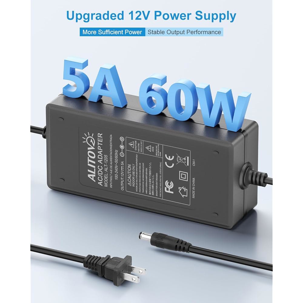 업그레이드 DC 12V 전원 공급 5A 5Amp (2팩) ~ 카메라 50-60hz 최대 PC 터미널 어댑터 4A AC/DC 조명 와이어 장치 60W CCTV LED 플러그 보안 - 상세 이미지 2