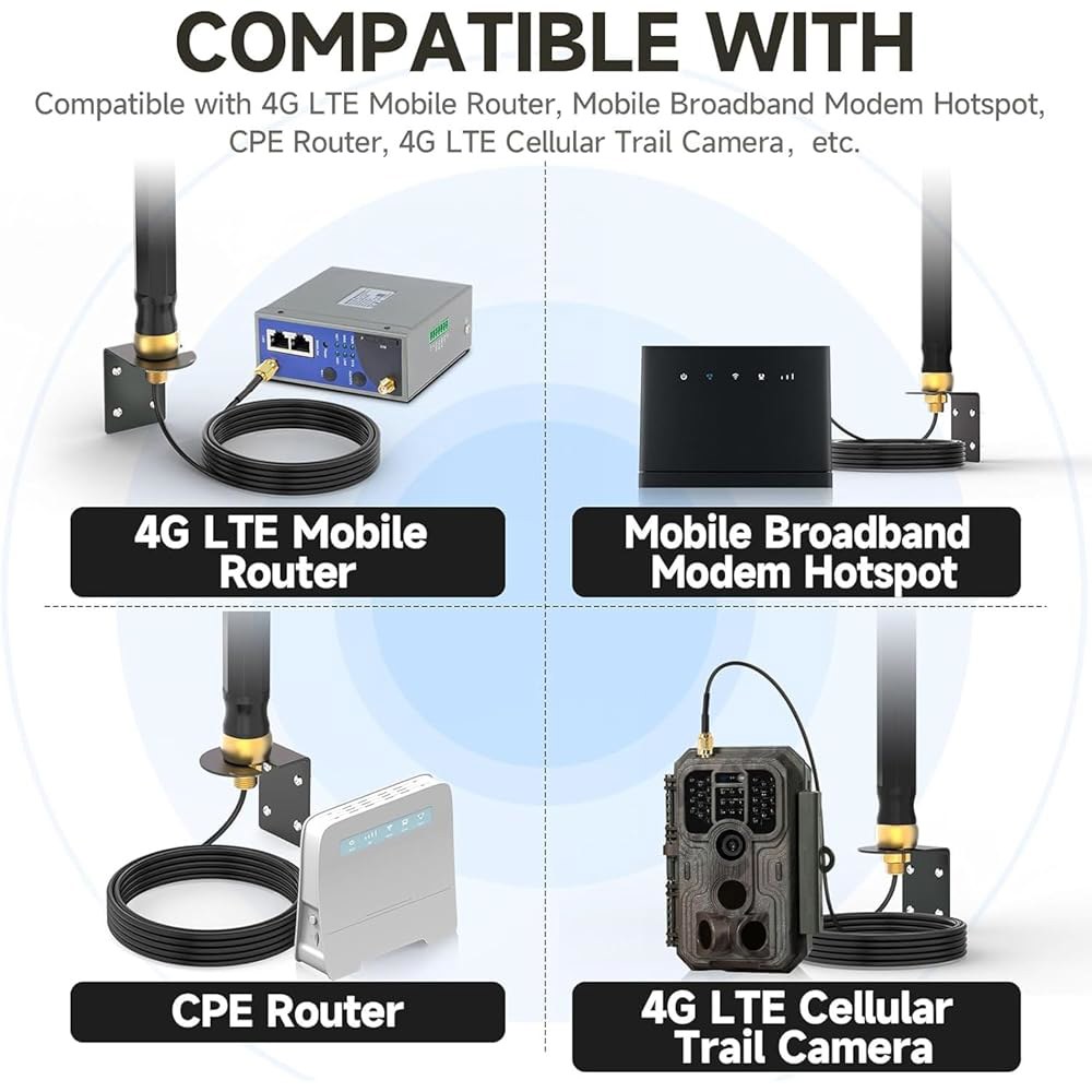 Superbat 실외 4G LTE SMA 카메라 안테나 진흙 사냥 트레일 셀룰러 게임 수신기 확장 마운트 라우터 벽 캠 게이트웨이 sma / rp-sma antenna - 상세 이미지 3