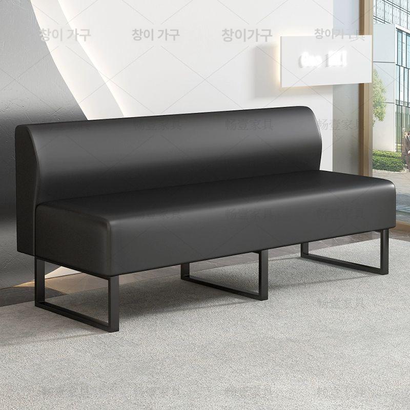 대기실 소파 벤치 3인용 바버샵 2 의자 뷰티숍 매장 블랙 스테인리스스틸 4인용 - 상세 이미지 5