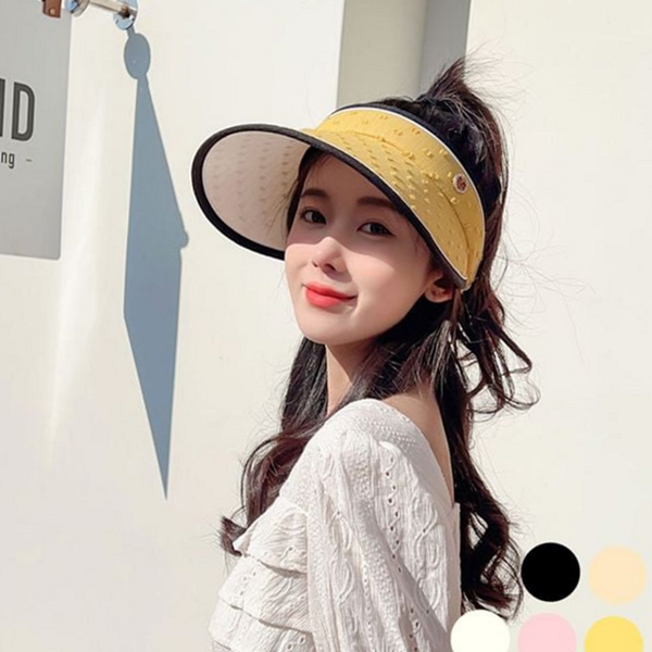 와이드챙 여성 썬 캡 휴대용 돌돌이 썬 캡 데 여름 - 상품 이미지