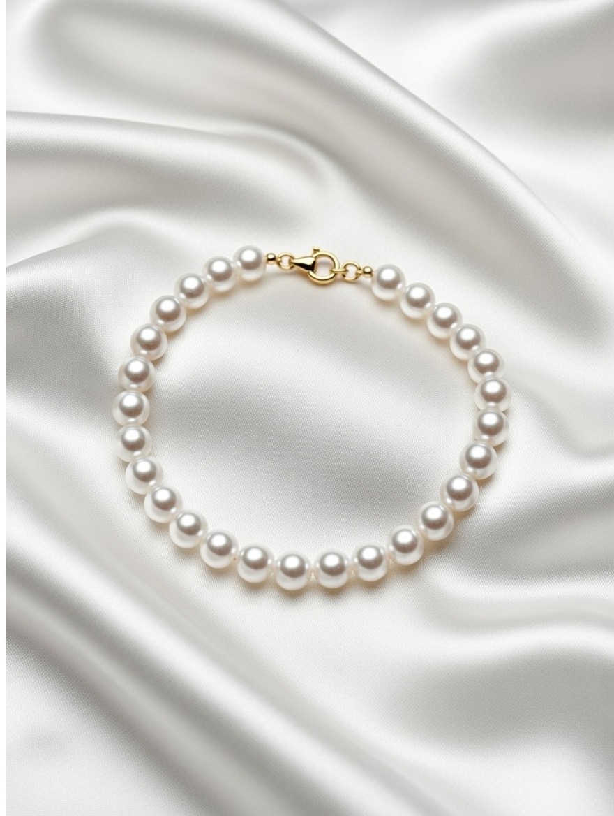 14K 골드 장식 3.5mm~5.5mm 담수진주 팔찌AAA+ - 상세 이미지 3