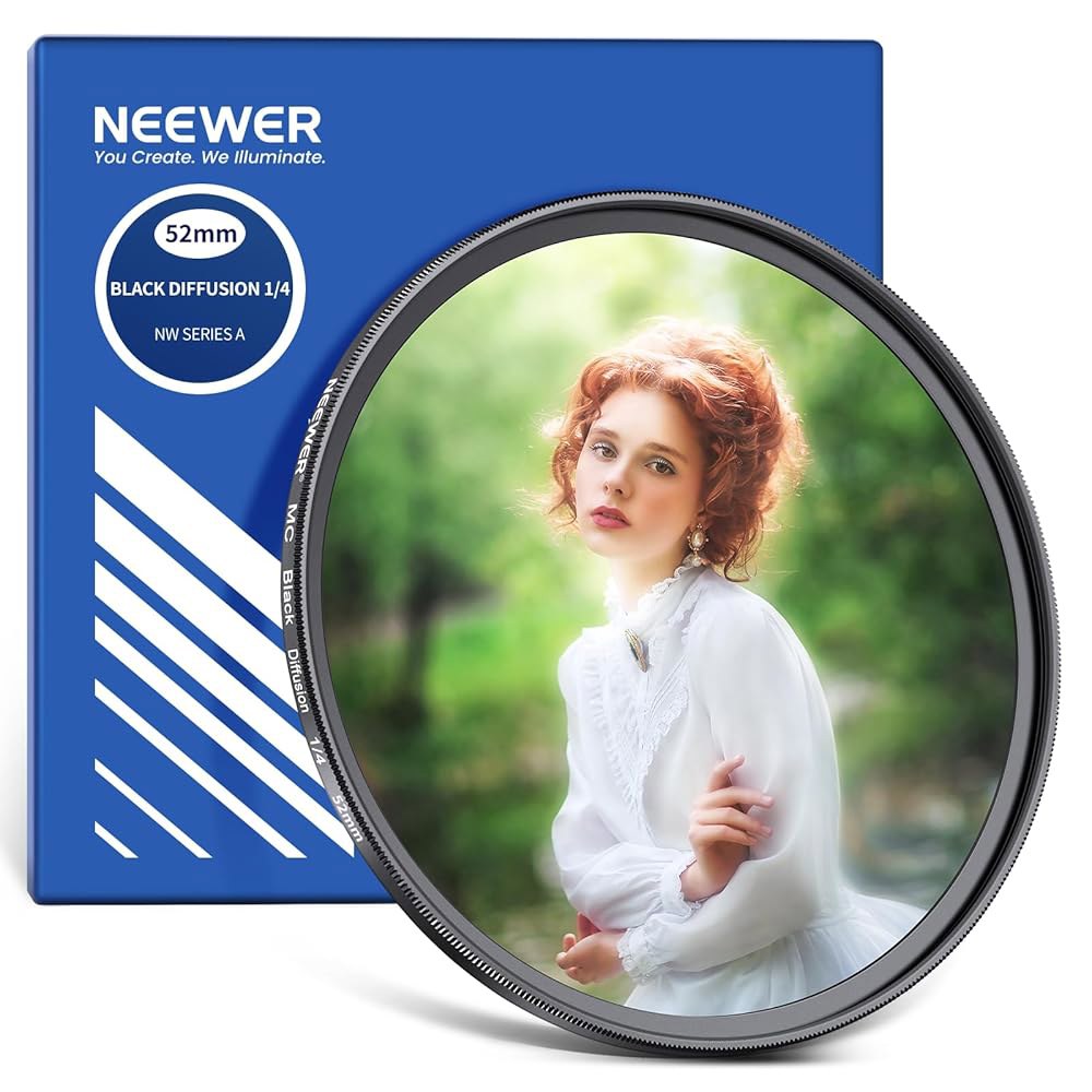 니워 52mm 블랙 디퓨전 1/4 필터 몽환적 소프트 시네마틱 이펙트 초슬림 발수 스크래치 방지 광학 유리 비디오 / 브이로그 초상 사진용 다중 나노 코팅 - 상품 이미지