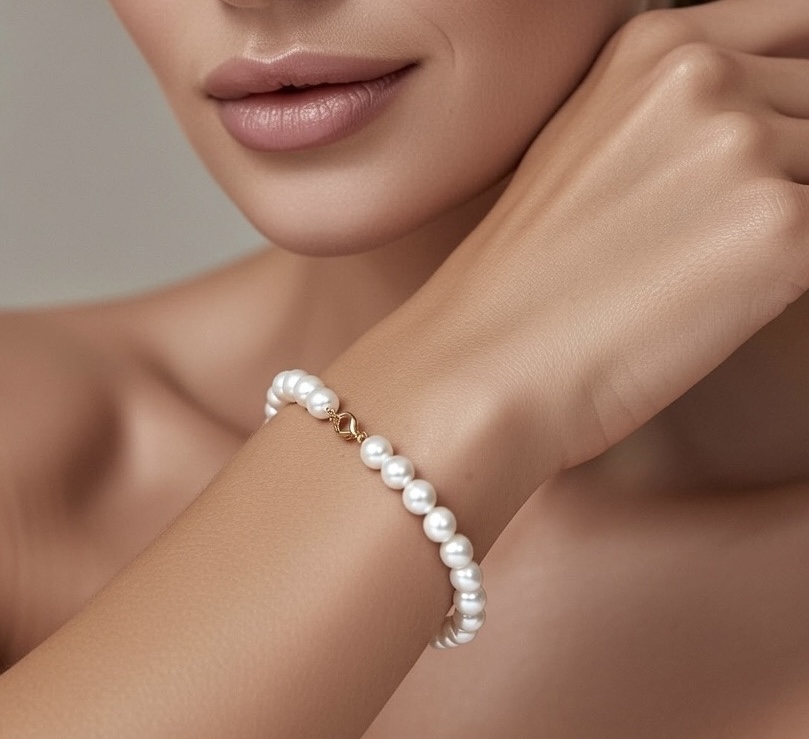 14K 골드 장식 3.5mm~5.5mm 담수진주 팔찌AAA+ - 상세 이미지 4