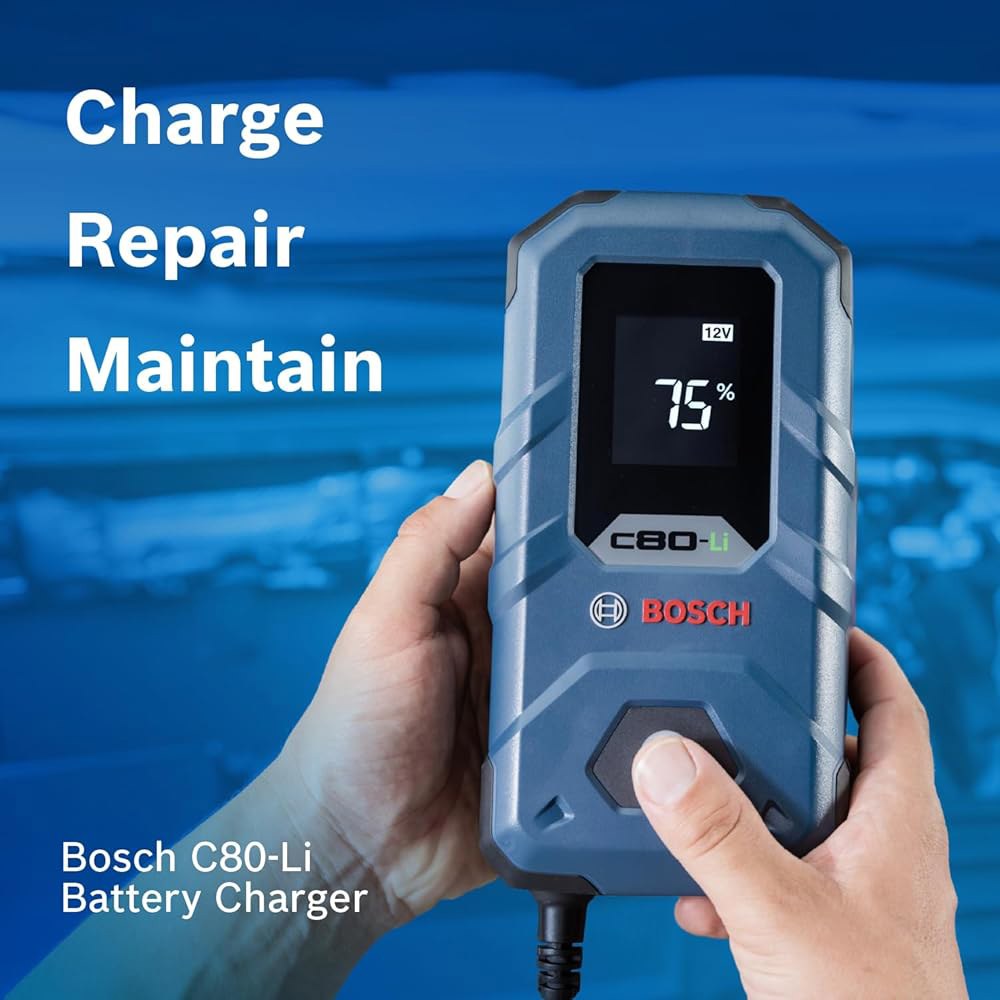 Bosch C80-Li 15A 6V / 12V 차세대 배터리 충전기 u2013 고유의 20A 고속 모드 및 스마트 유지보수, 트리클 기능 고급 안전 납축 리튬 배터리, AGM, - 상세 이미지 2