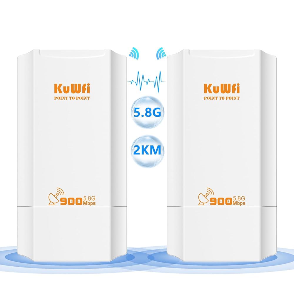 KuWFi 실외 사용을 위한 5.8G 신호의 있습니다 Wi-Fi Starlink 이더넷 100Mbps 라우터 브릿지로 구성된 CCTV 수 포인트 2KM 위해 범위를 확장할 커버리지 - 상품 이미지