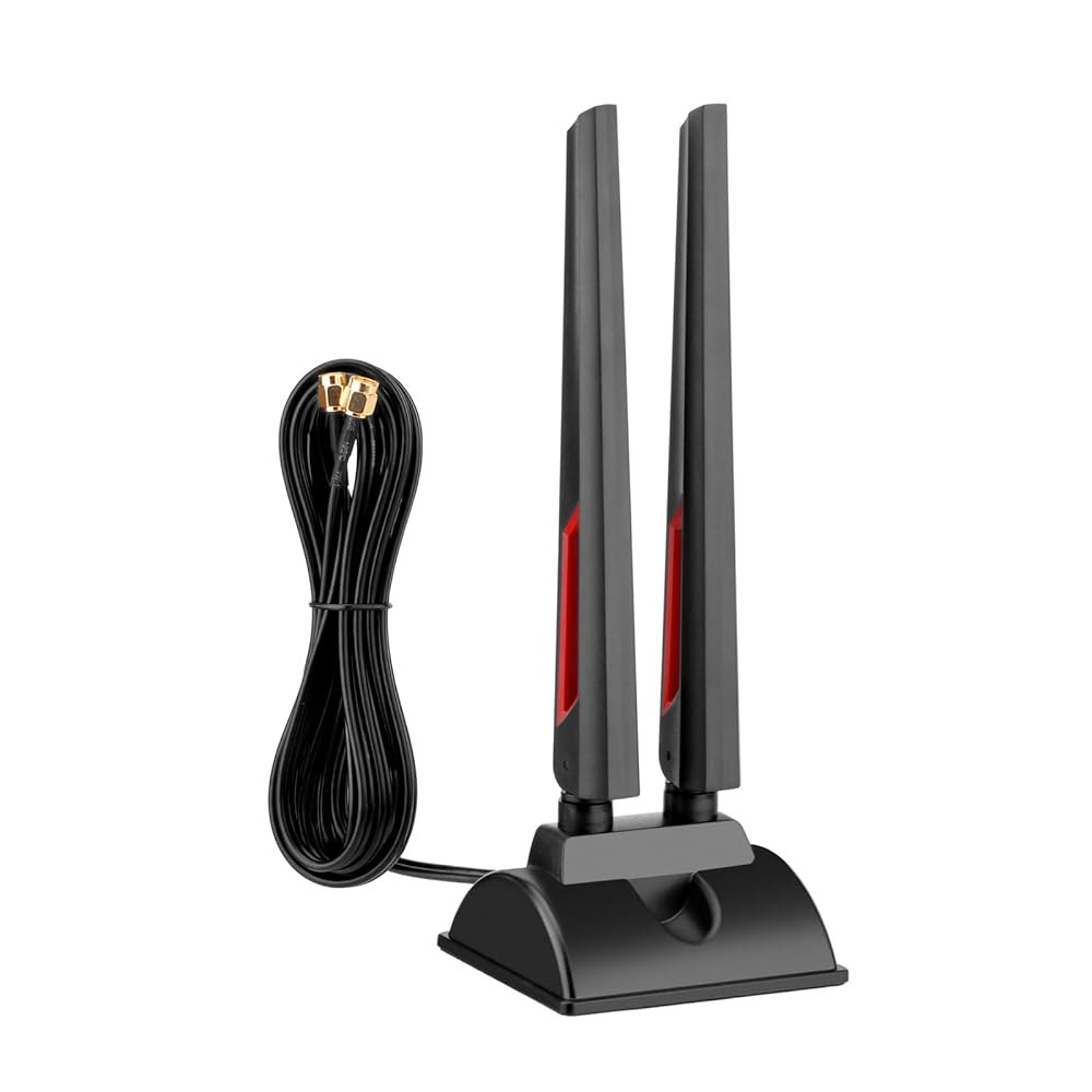 Superbat WiFi 6E 트라이밴드 안테나 컴퓨터 6GHz 카드 라우터 무선 케이블 마그네틱 데스크탑 2.4GHz 5GHz 네트워크 안테나, Wi-Fi 베이스 RP-SMA - 상품 이미지