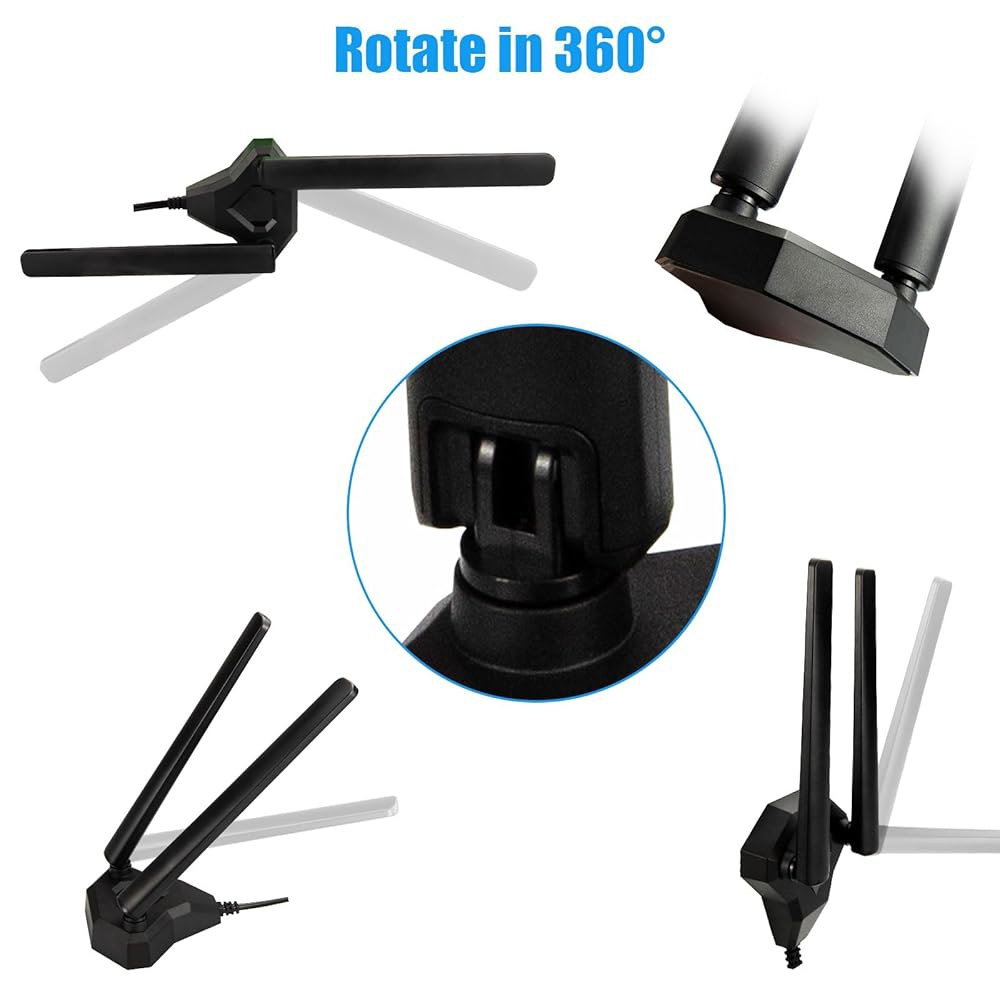 Boobrie Tri-Band WiFi 안테나, 마그네틱 케이블 베이스 컴퓨터 향상 데스크탑 PC 보안 PCIe 6E/7 카메라 블루투스 2.4GHz/5GHz/6Ghz/7GHz - 상세 이미지 3