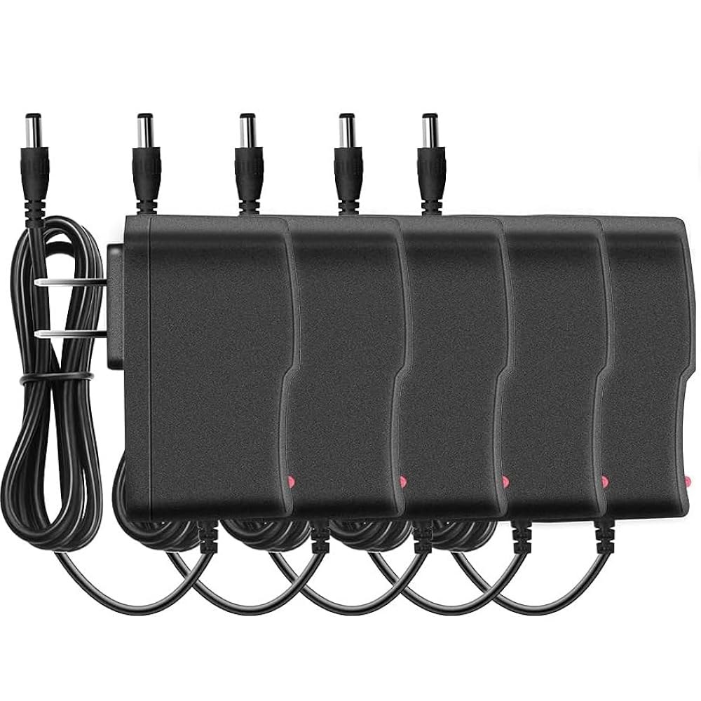 5팩, 12V 1A DC 전원 100-240V 보안 공급 조명 코드, 카메라 라우터 어댑터 스트립 400mA 팁 1000mA 500mA AC CCTV 5.5x2.5mm LED 스피 - 상품 이미지