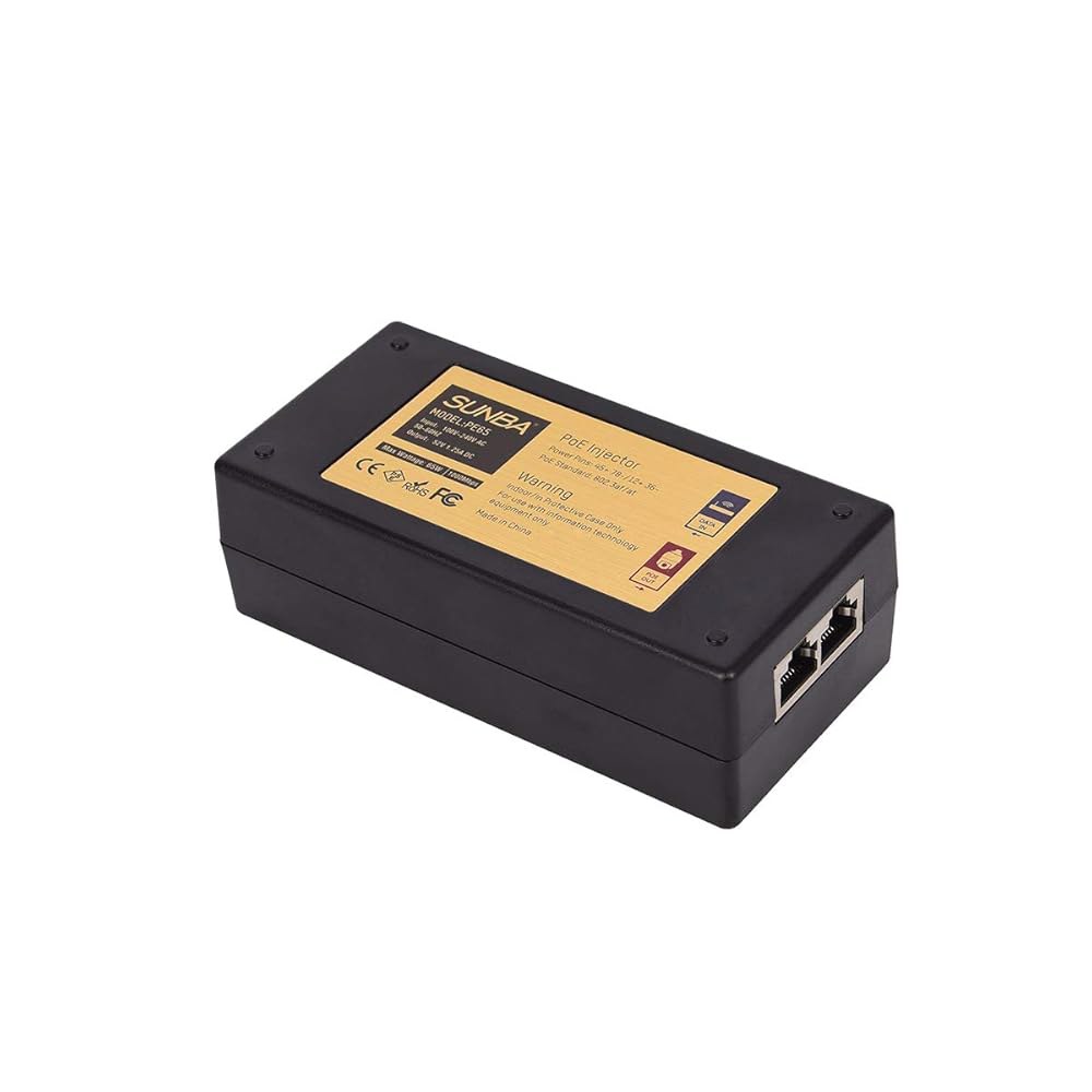 SUNBA 기가비트 65W 파워 오버 802.3at/af/bt IP 고출력 준수, 카메라용 인젝터, 장거리 전송 PoE+ 이더넷 - 상품 이미지