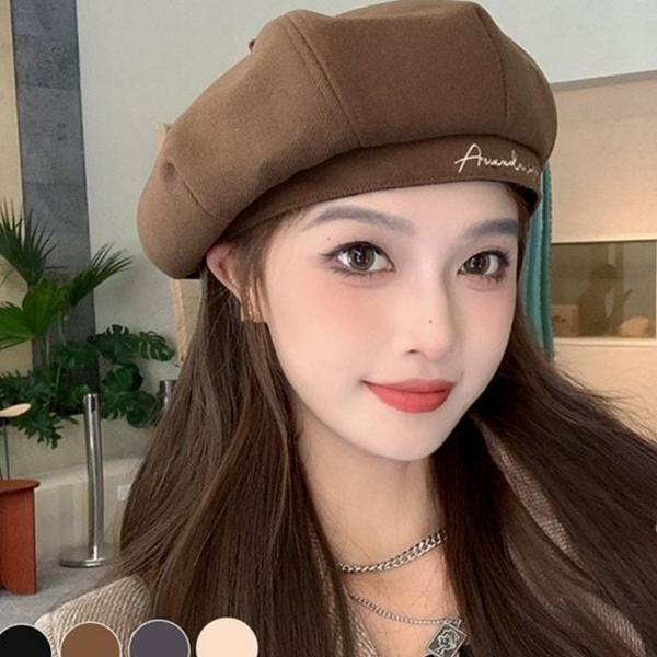 캐주얼 여성 베레모 데 여자 베레모 레터링 가을 - 상품 이미지