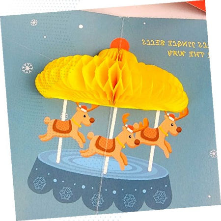 성탄절 입체 팝업 카드 산타 순록 펼침 구조 종이 카드 연말 감사 인사 전달