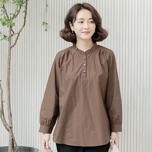 엄마옷 조이마담 T51094 프릴넥 반오픈 블라우스 중년여성의류 - 상품 이미지