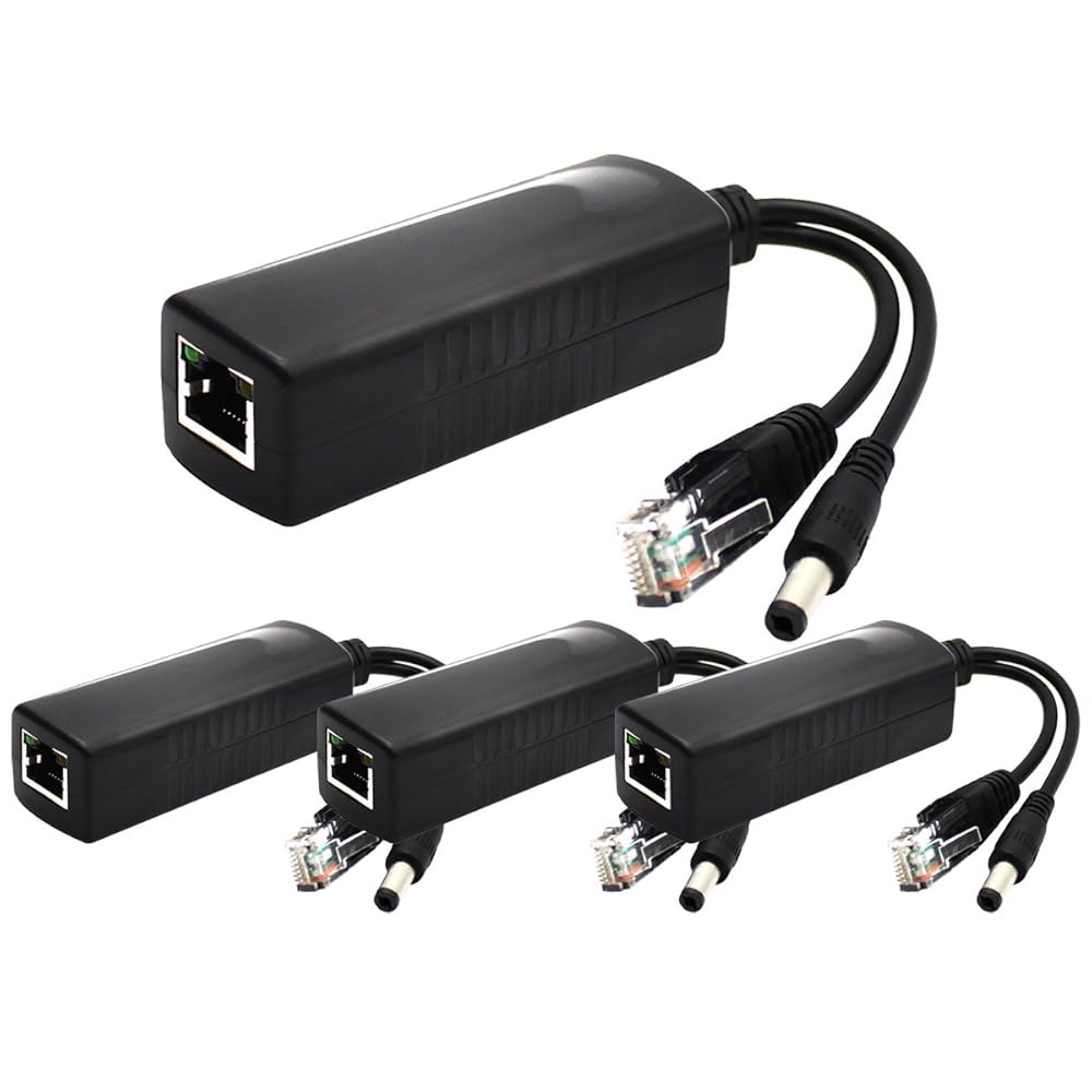 4팩 12V DC 출력 액티브 10/100Mbps, 카메라 및 Voip 기타용, PoE AV-PS12 802.3af, 스플리터 폰 어댑터, IP AP IEEE - 상품 이미지