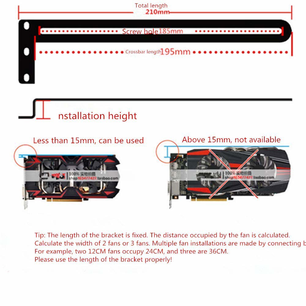 시유신이 PCI 슬롯 팬 브래킷, 비디오 카드 홀더, 맞춤형 데스크톱 PC 게임용 GPU VGA RTX 수직 냉각 랙 마운트 홀더는 80mm 90mm 120mm 140mm 팬을 - 상세 이미지 3