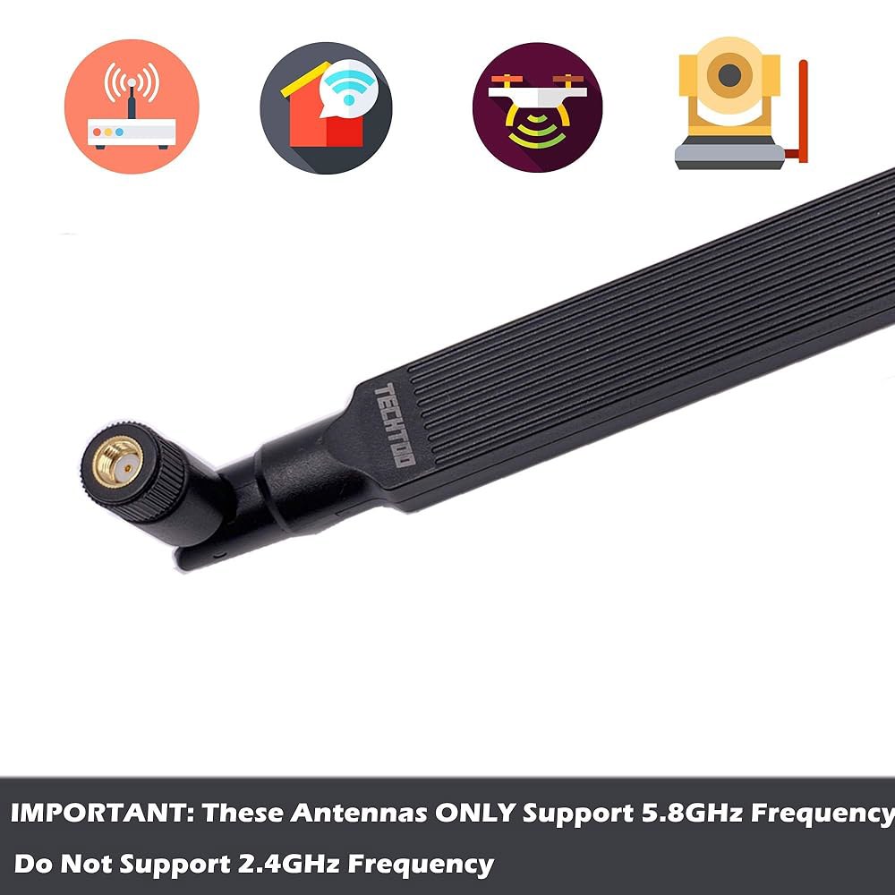 TECHTOO Wi-Fi 안테나 라우터 AP용 FPV - 12dBi (RP-SMA 드론 범위 PC PCI IP 데스크톱 5.8GHz 어댑터 카메라 익스텐더 1팩) USB 카드 보안 - 상세 이미지 2