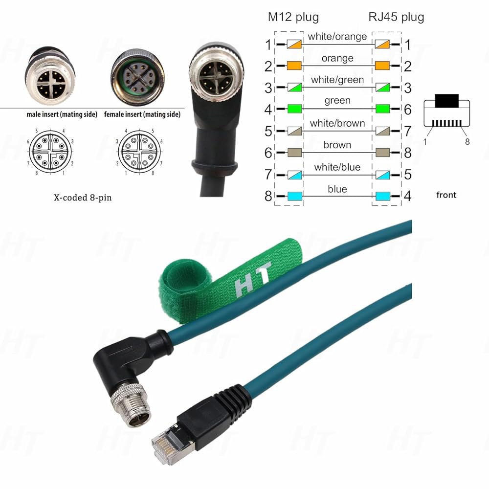 PLC 라우터 네트워크 Cognex Basler 이더넷 Datalogic RJ45 센서 비전 Sick 카메라 M12 Keyence 90도에서 X-코드 (20m) Microscan - 상세 이미지 3