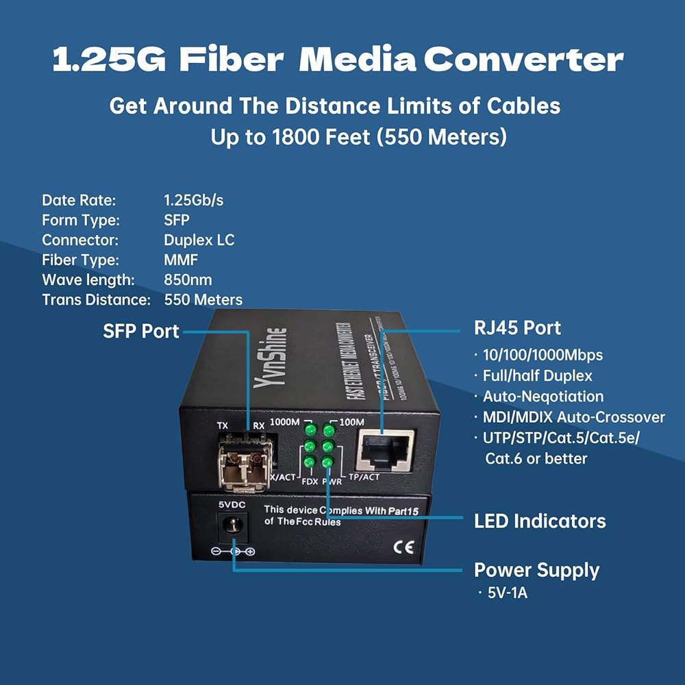 파이버 - 이더넷 미디어 컨버터 SFP LAN, 자동, 2팩, ISP용 MMF, 550m, 기가비트 모드 멀티 2개, CCTV, 모듈 센터, 10/100/1000Mbps 데이터 - 상세 이미지 2