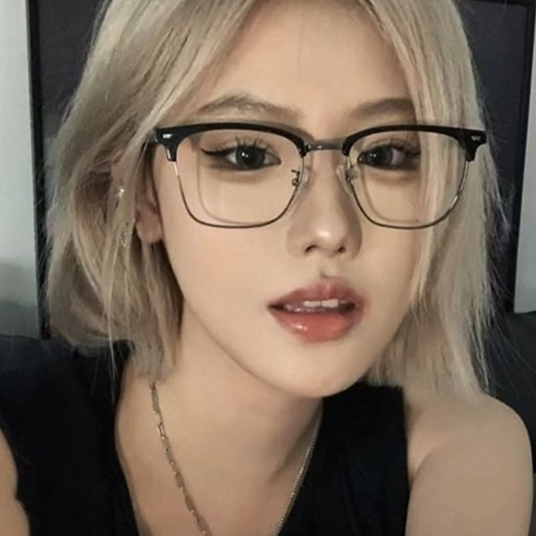 무도수 블루라이트 차단 안경 하금테 반뿔테 안경 스마트폰 컴퓨터 - 상품 이미지
