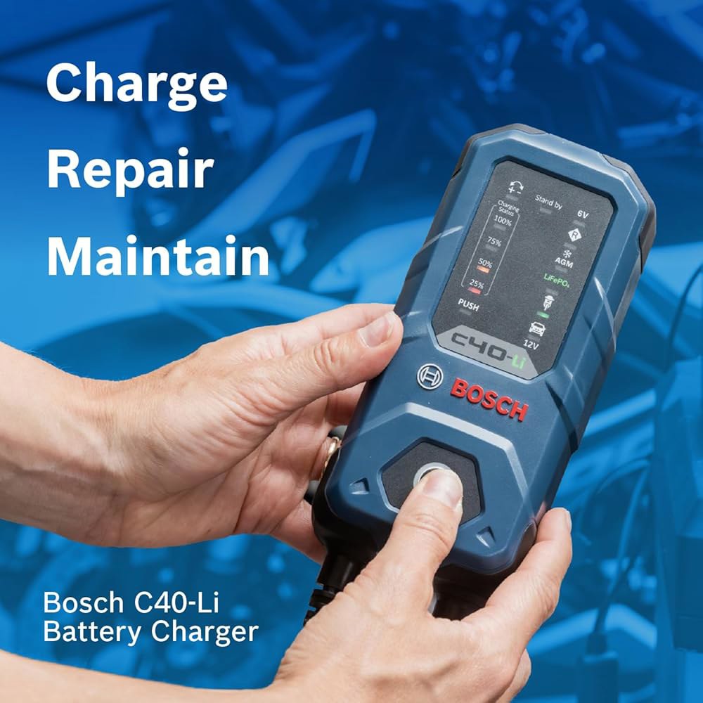 Bosch C40-Li 5A 6V / 12V 차세대 배터리 충전기 u2013 스마트 유지보수 및 트리클 기능, 고급 안전 기능 u2013, AGM, EFB, 젤 SLI를 포함한 - 상세 이미지 2