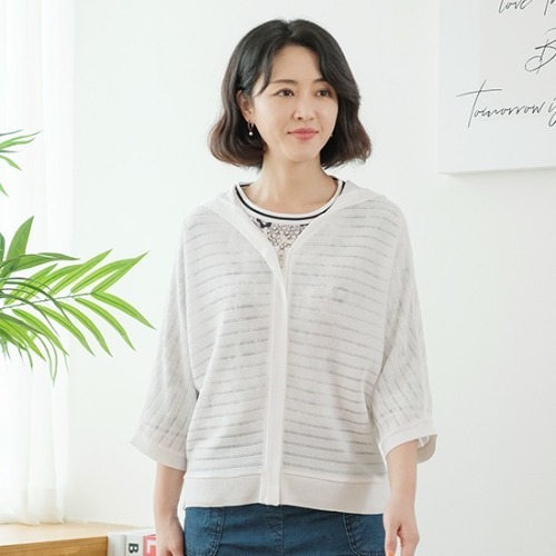 엄마옷 조이마담 J3358 썸머 후드 니트 가디건 중년여성의류 - 상품 이미지