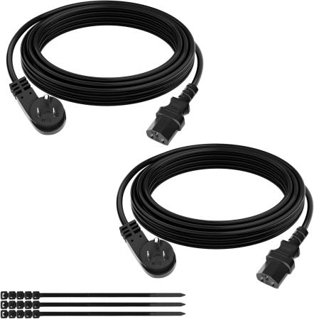 [해외]Elecan 3 Prong S 플랫 플러그 교체 전원 코드 1.5 FT/2 팩-45 도 각도 로우 프로파일 내열성 유연 내구성 AC 장치 Flat Male to Straig