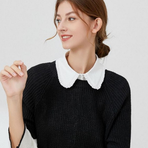 플리츠 여성 레이어드 셔츠 블라우스 여자 레이어드 셔츠 카라 레이스 - 상품 이미지