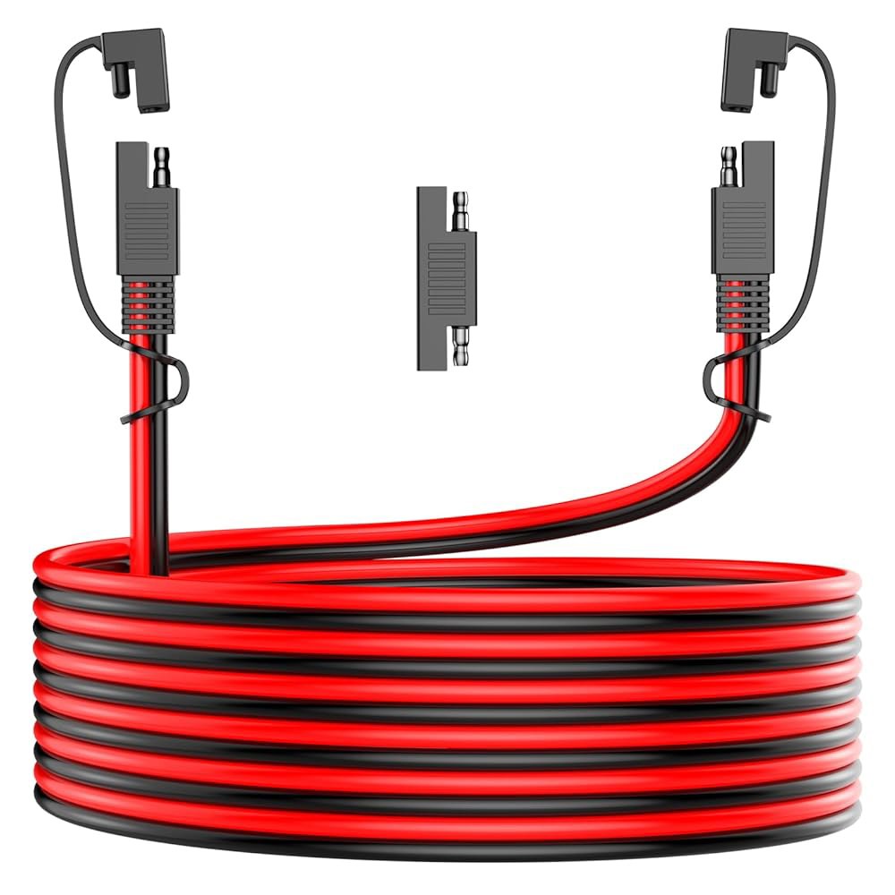 BBHEJJ 12AWG SAE 연장 케이블, 15피트 커넥터 태양광 패널, 배터리, 오토바이, 자동차, RV, 트럭용 극성 리버스 어댑터가 있는 퀵 디스커넥트 와이어 하네스 - 상품 이미지