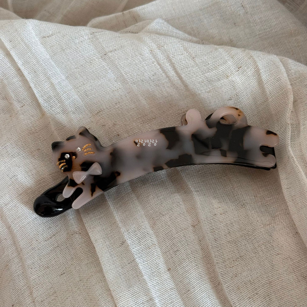 깜찍한 고양이 바나나핀 포니테일 머리핀 셀룰로오스 헤어집게삔 이미지 6
