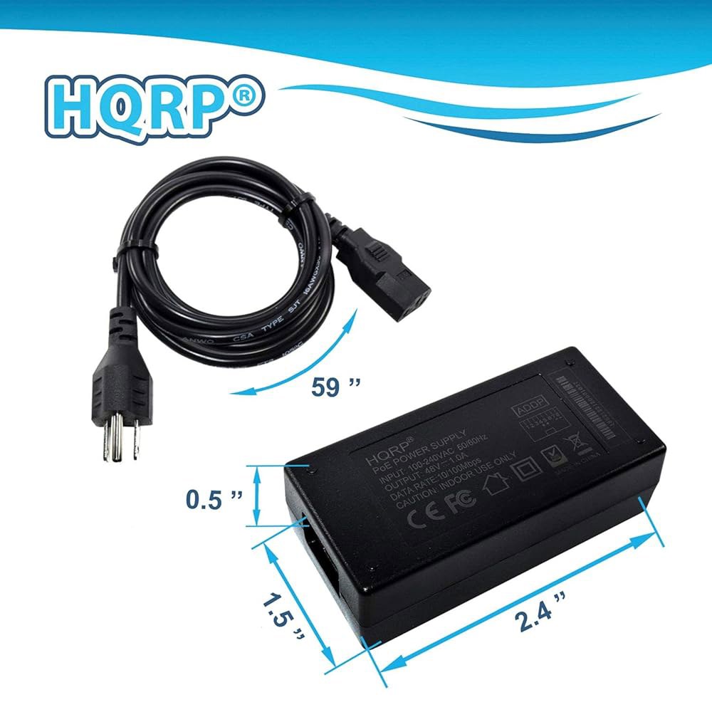 HQRP High Power 48V 1A 장치 공급 Ethernet 표준 유로 카메라 Over 포인트/보안 플러스 액세스 인젝터 플러그 IEEE802.3AT 전원 어댑터 무선 네트 - 상세 이미지 3