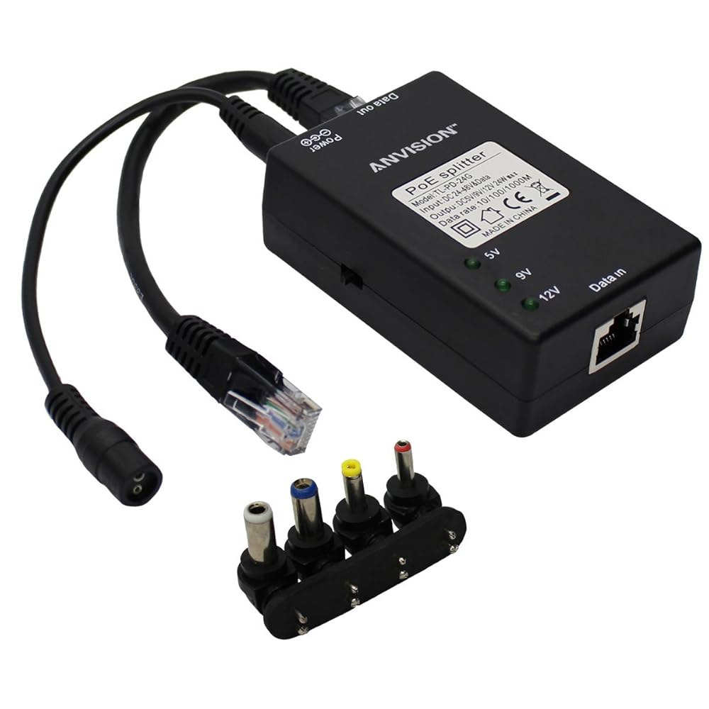 액티브 기가비트 PoE 스플리터 어댑터, 802.3af 5V/9V/12V 100m(328피트), 준수, 사이즈 멀티 최대 카메라 위한 IP DC 전원 팁, Voip IEEE 출력 - 상세 이미지 2