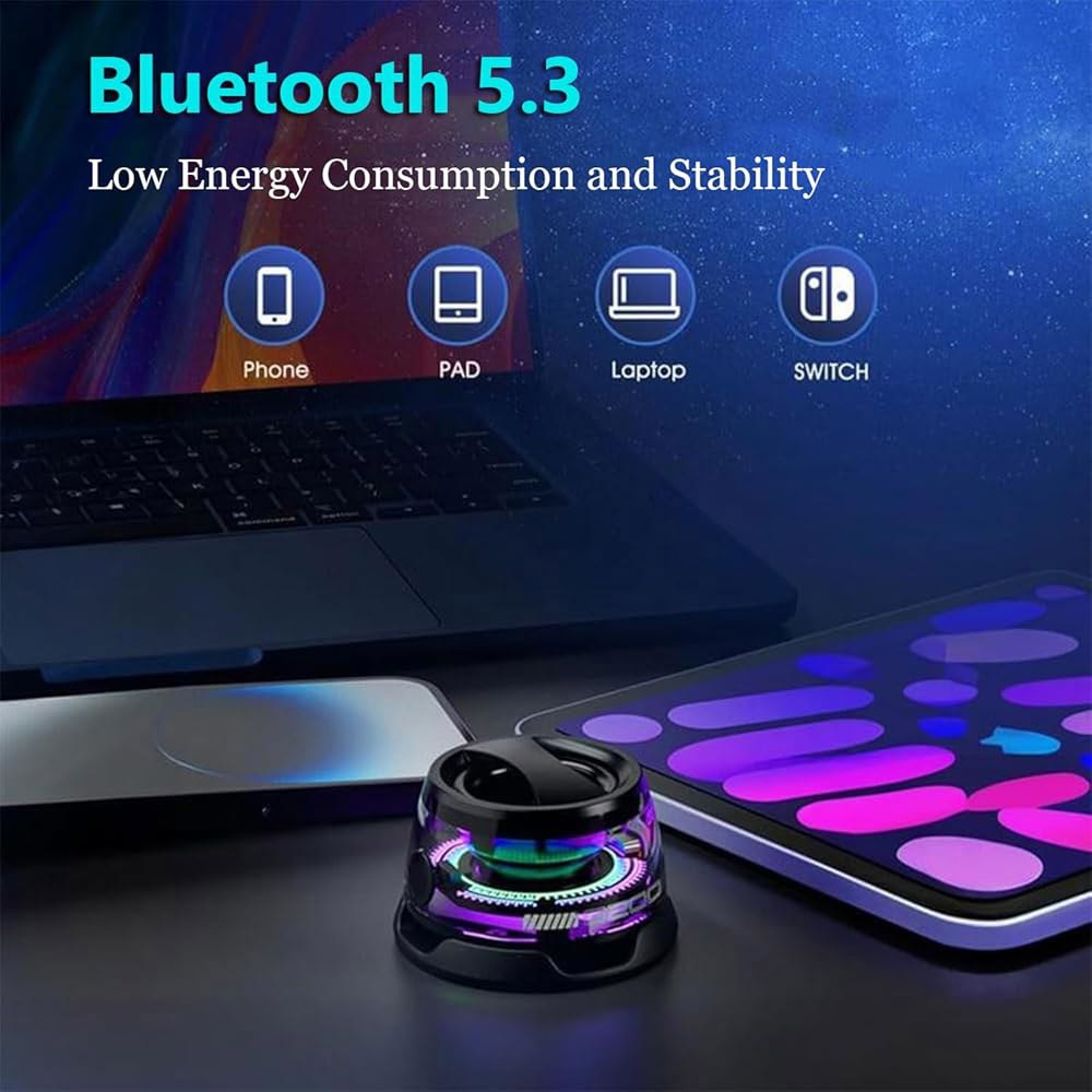 Yaslayp G200 마그네틱 블루투스 다기능 노트북에 태블릿 휴대폰, RGB 및 7시간의 스피커, 휴대용 게임 라이트(블랙-2개) 적합, 방수 시간, (Black-1PC) - 상세 이미지 3