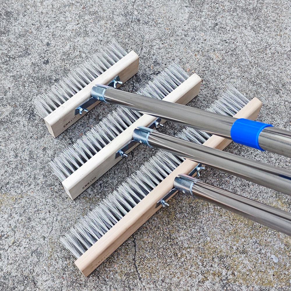 철 브러시 빗자루 청소용 대형 야외 주방 밀대 녹제거 20cm 손잡이 304스테인리스스틸와이어 - 상세 이미지 5