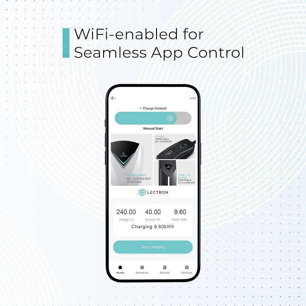 렉트론 레벨 2 J1772 충전기(WiFi 버전) - 240V, 40암페어, NEMA 14-50 플러그, 16피트 연장 코드 전기차용 휴대용 전기차 충전기 - 상세 이미지 2