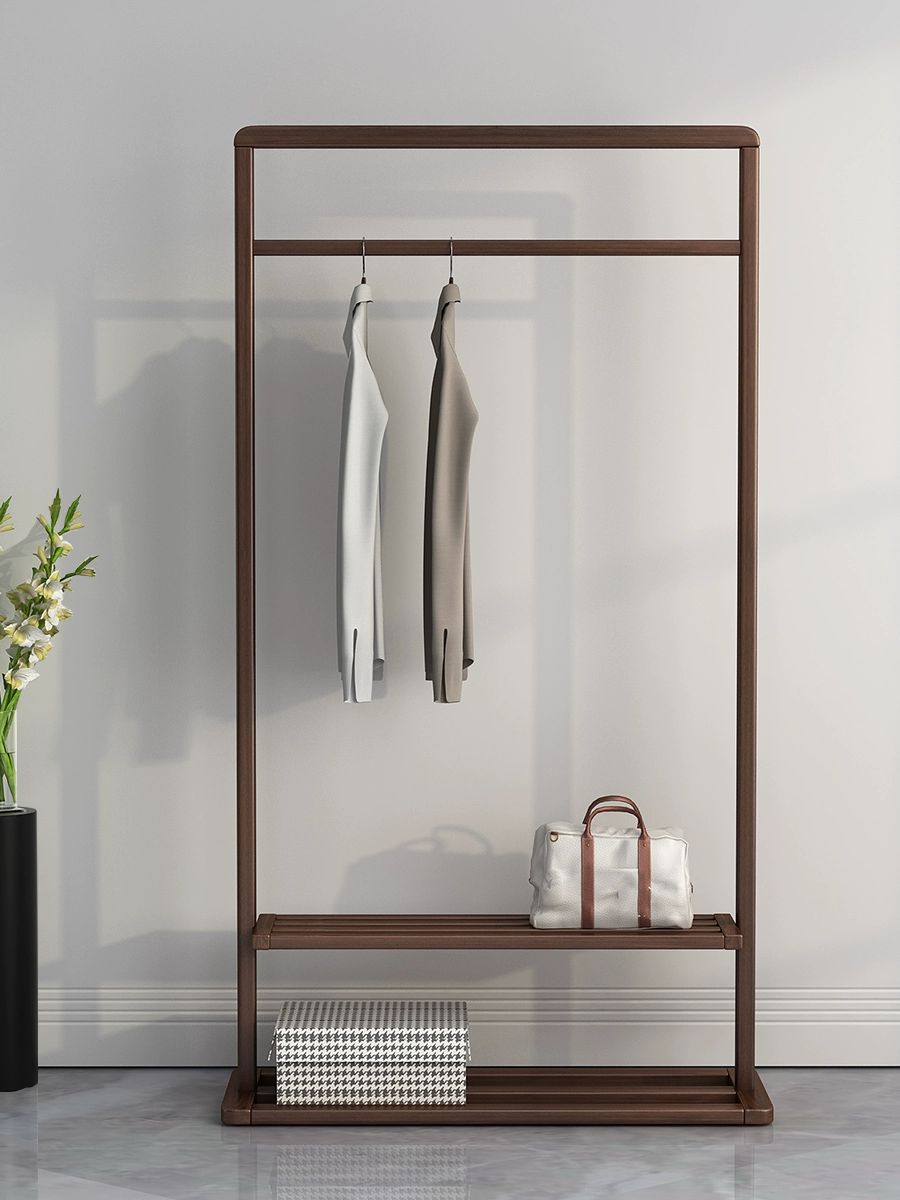 원목 펜션 코트랙 우드 스탠드 이동식 침실 옷가게 호텔 85cm 폭 북미산수입월넛 - 상품 이미지