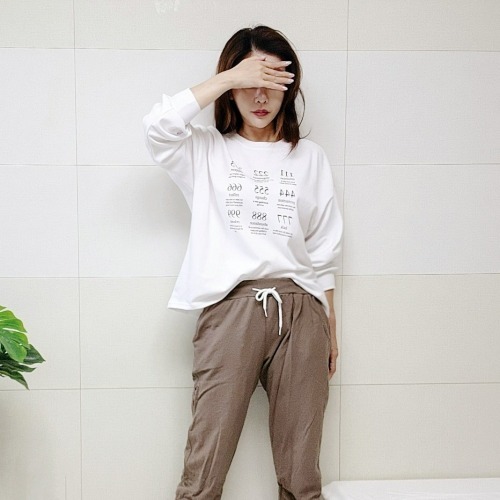 (국산면원단/국내자체생산) T1003 넘버 숫자 티셔츠 20대30대여성의류 - 상품 이미지