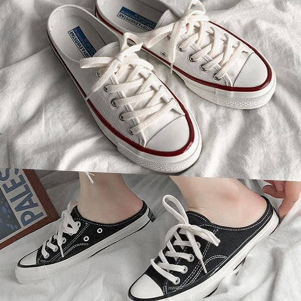 캐주얼 여성 뮬 스니커즈 캔버스 여성 뮬 슬립온 단화 데님