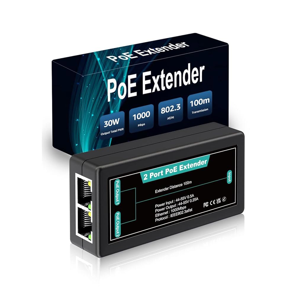 1 in 2 Out 기가비트 카메라, 장치에 전화, 802.3af/at 포트 IP 2개의 이더넷 AP와 같은 무선 PoE NICGIGA 익스텐더, 리피터 스플리터 100m(322피 - 상품 이미지