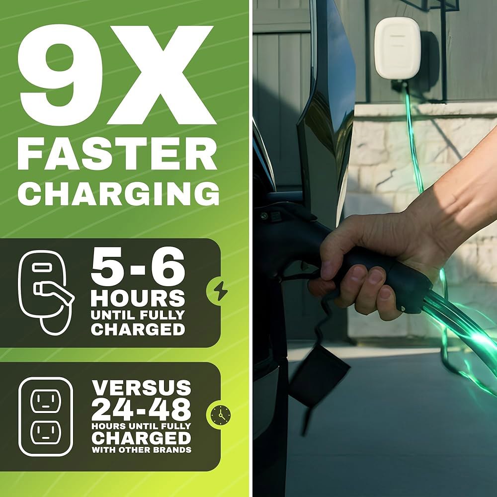 엠포리아 레벨 2 EV 충전기 - NEMA 14-50 EVSE w / J1772 48암페어 2, 240v WiFi 지원 전기 자동차 충전소, 25피트 케이블, 검은색 - 상세 이미지 3