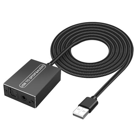 [해외]XMSJSIY USB-광학 SPDIF Toslink 및 TV PS5 PS4 PC 노트북 스마트폰-사운드 박스 앰프용 3.5mm 잭 오디오 어댑터 컨버터 - 120만/3.9피