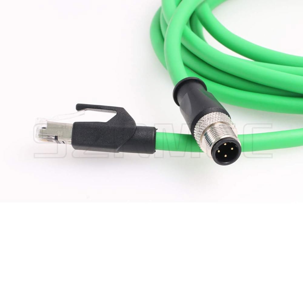 SZRMCC M12 이더넷 케이블 D-코드 커넥터 플렉스 (1m, RJ45 네트워크 방수 산업용 그린) 하이 수 차폐 - Cat5e 4핀 센서용 카메라 Green 3m - 상세 이미지 2