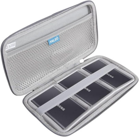 [해외]삼성 T7 / 터치 휴대용 SSD 1TB 2TB 500GB USB 3.2 외장 솔리드 스테이트 드라이브용 Anleo 하드 트래블 케이스 (그레이) Gray