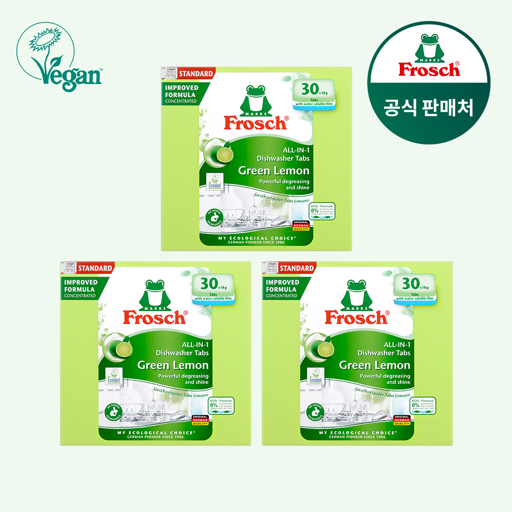 프로쉬 친환경 식기세척기세제 18g 30개입, 그린레몬, 3개 제품 이미지