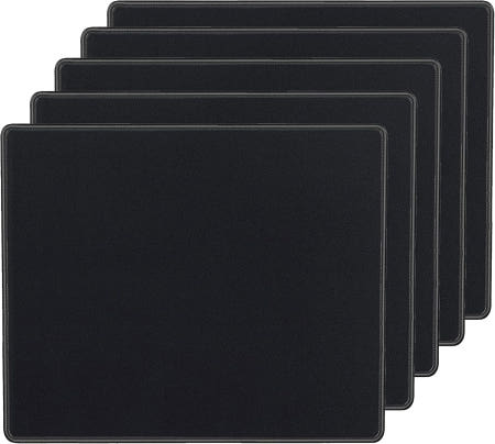 [해외]스티치 엣지 미끄럼 방지 고무 베이스 프리미엄 텍스처 및 방수 마우스 패드 벌크 컴퓨터 노트북 사무실 가정용 8.66 x 7.1 인치의 사이테크 IT 5 팩 Black-5