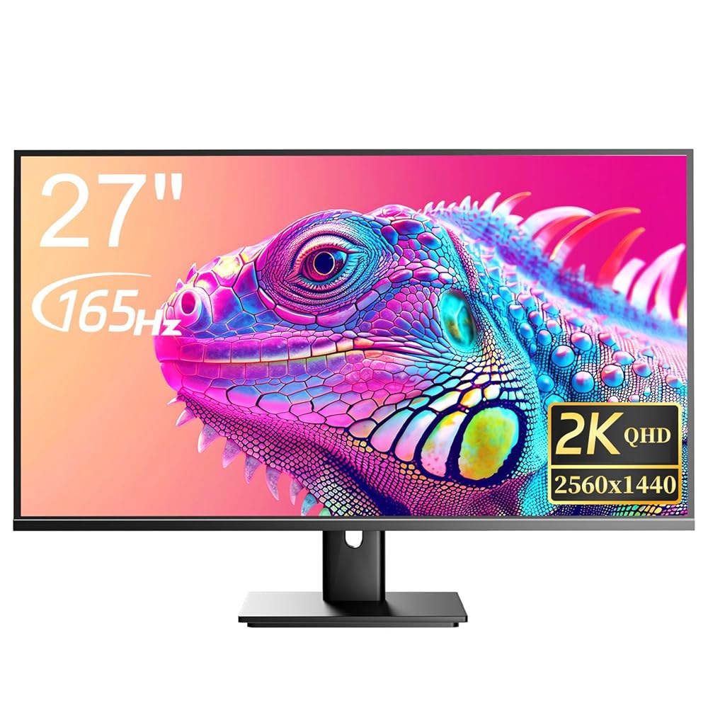 Showscren 2K 게이밍 모니터 27인치, 모니터, (Type-C) 방지 스피커 HDMI 100 165hz 내장 DP 포함, 눈부심 2560x1440P 스크린 USB-C sR - 상품 이미지
