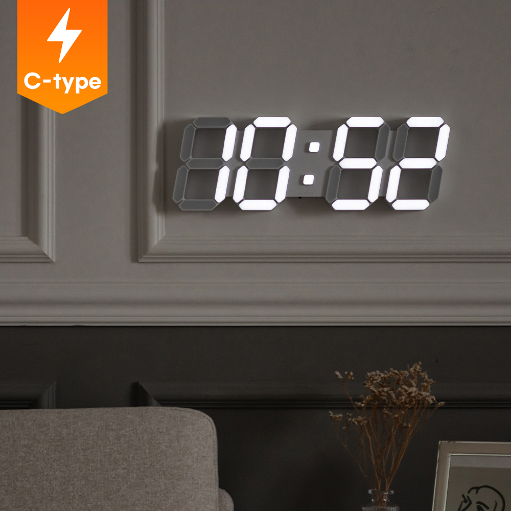 플라이토 무선 LED 벽시계 인테리어 거실 무소음 디지털 전자 벽걸이시계 하이브리드