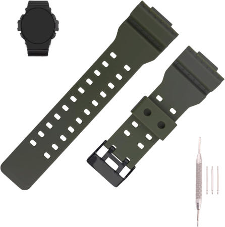 MMBAY [해외]MMBay 고무 10536683 카시오 G-Shock GA700UC GA700-1A GA700-1B 실리콘 교체 스트랩 Wirstband Army Green Black Bu
