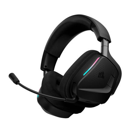 [해외]PC PS5 PS4 스위치 모바일용 커세어 보이드 v2 MAX 무선 게이밍 헤드셋 - 동시 2.4GHz+블루투스 돌비 애트모스 소나웍스 사운드ID 70시간 배터리 고속 충전